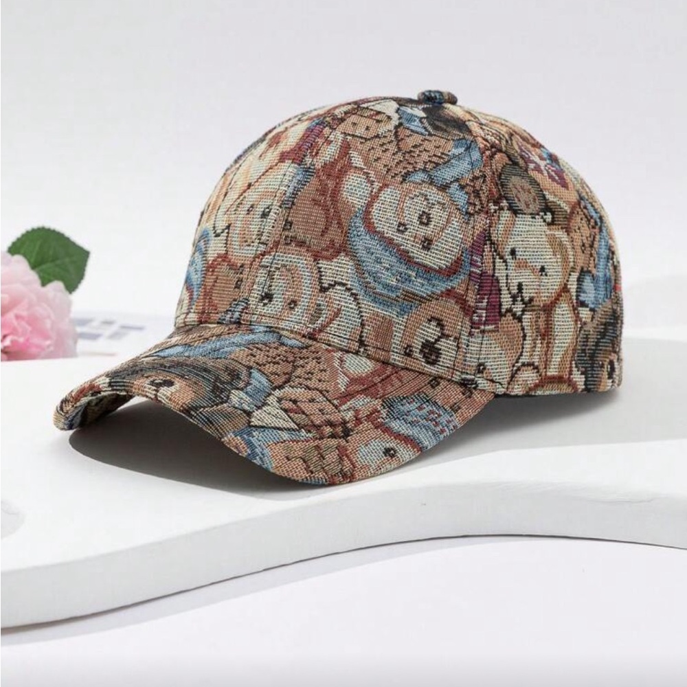 ✨ Teddy Bear Tapestry Hat & Matching Tote Bag Set ✨